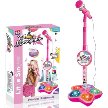 Kids Microphone Stand Toy, Portable Children's Karaoke Electronic, Party Karaoke Microphone Stand, Kids Karaoke Machine Stand for Singing Family Kindergarten Performance