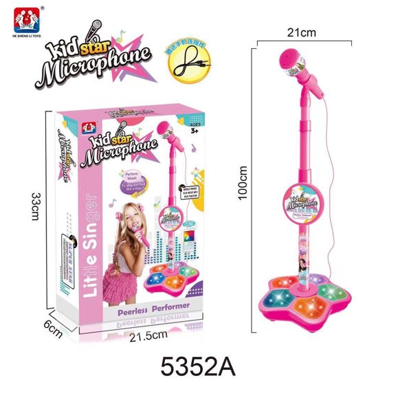 Kids Microphone Toy, Cool Microphone with 5 Lights for Boys and Girls, Song Playing Educational Toy