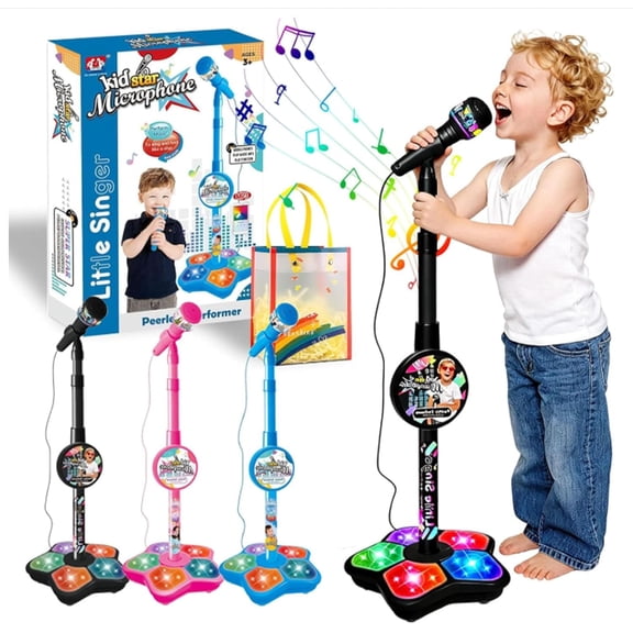 Kids Microphone with Stand-Toy Microphone with Stand 2026 New Kids Microphones Karaoke for Phones, MP3 & Tablets, for Boys Girls (Black)
