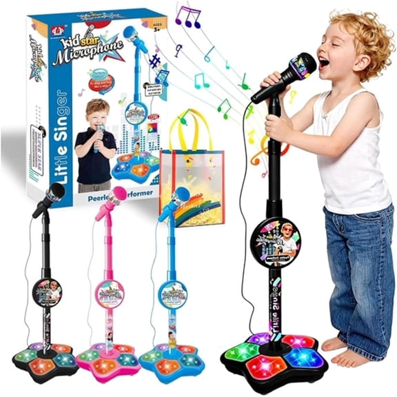 Kids Microphone with Stand, Toy Microphone with Stand, 2026 New Kids Microphones Karaoke for Phones, MP3 & Tablets, for Boys Girls