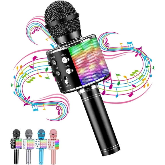 Kids Microphones for Singing, Portable Karaoke Microphones with LED Lights, Karaoke Mic Speaker Machine for Home KTV Birthday Party