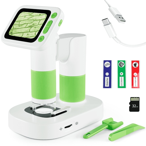 Banenu Handheld Microscope, 1080P Digital Portable Microscope for Adults Kids, 8GB, 15 Slides