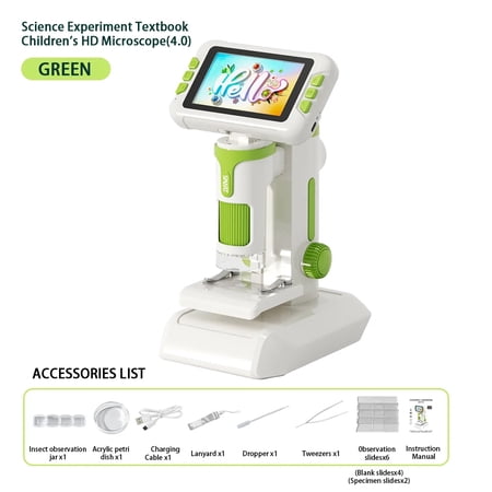 Kids Microscope 1600X 1080p LCD Digital Microscope for Kids Adults with 8 LED Lights 32GB