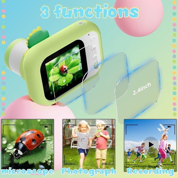 Kids Microscope Camera 1000X Magnification with 2.4 Screen 1080P HD Video Recording Educational Science Toy Gift for Children Age 3-12