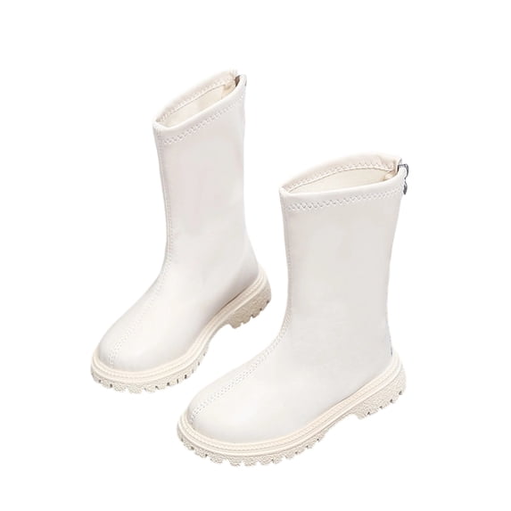 Kids Mid Calf Boots,Mid Calf Boots for Kids - Modern Tall Fashion Boots with Clean Structured Upper,Round Toe and Back Zipper Mid Shaft Boots,Mid Shaft Dress Boots,Casual Footwear for Autumn Winter