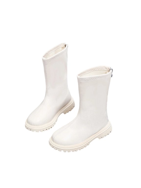 Kids Mid Calf Boots,Mid Calf Boots for Kids - Modern Tall Fashion Boots with Clean Structured Upper,Round Toe and Back Zipper Mid Shaft Boots,Mid Shaft Dress Boots,Casual Footwear for Autumn Winter