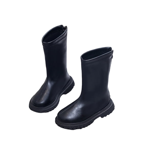 Kids Mid Calf Boots,Mid Calf Boots for Kids - Modern Tall Fashion Boots with Clean Structured Upper,Round Toe and Back Zipper Mid Shaft Boots,Mid Shaft Dress Boots,Casual Footwear for Autumn Winter