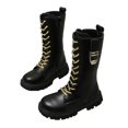 thumbnail image 1 of Kids Mid Calf Boots,Mid Calf Boots for Kids - Modern Tall Fashion Boots with Clean Structured Upper,Round Toe and Side Zipper Mid Shaft Boots,Mid Shaft Dress Boots,Casual Footwear for Autumn Winter, 1 of 4