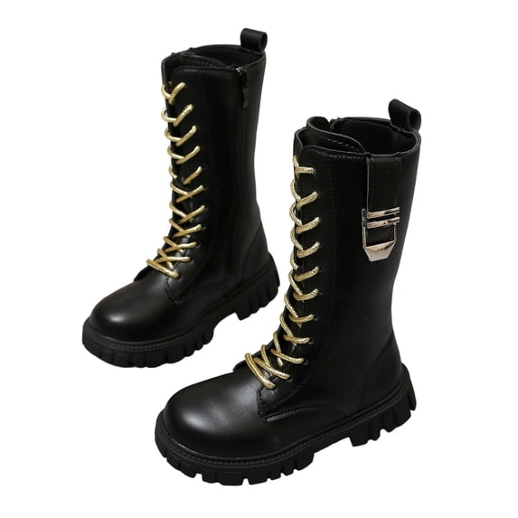 Kids Mid Calf Boots,Mid Calf Boots for Kids - Modern Tall Fashion Boots with Clean Structured Upper,Round Toe and Side Zipper Mid Shaft Boots,Mid Shaft Dress Boots,Casual Footwear for Autumn Winter