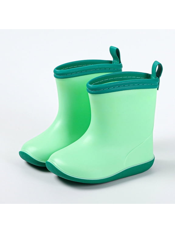 Kids' Mid Calf Rain Boots Basic Slip On Non-Slip School Outdoor Rainny Footwear for All Season