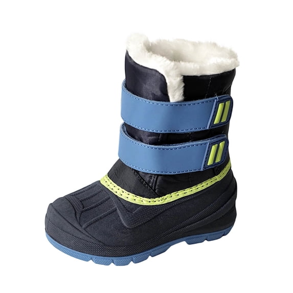 Kids Mid Calf Snow Boots Fleece Lined Winter Boots Hook and Loop Waterproof Outdoor Shoes Non Slip Sole for Cold Weather Activities