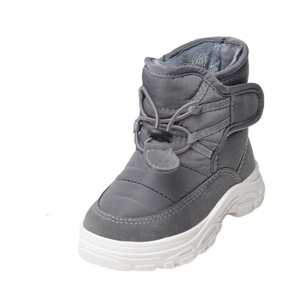 Kids Mid Calf Snow Boots Water Resistant Bungee Adjuster Non Slip TPR Outsole Winter Shoes for Boys Girls Cold Weather Outdoor Use