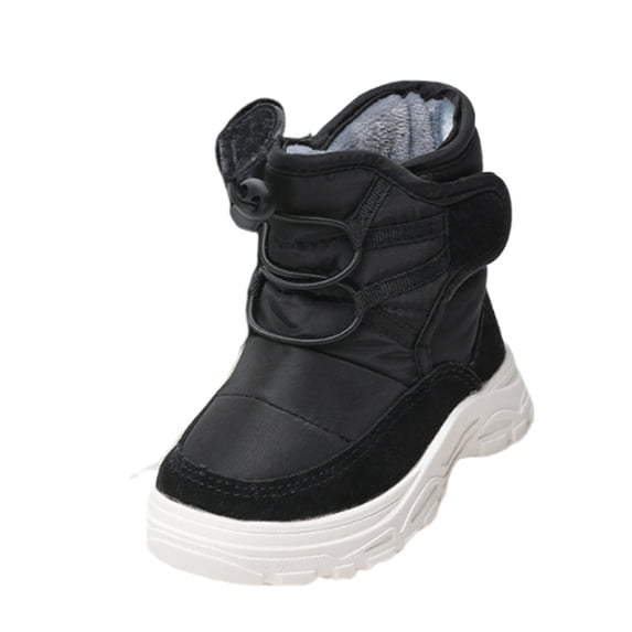 Kids Mid Calf Snow Boots Water Resistant Bungee Adjuster Non Slip TPR Outsole Winter Shoes for Boys Girls Cold Weather Outdoor Use