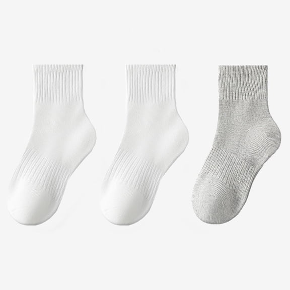 Kids Mid-Tube Socks 3 Pairs Boys Girls Soft Cotton Crew Ankle Socks Seamless Toe Dress Casual Sports Socks Plus Size Socks Dark Gray 12Y