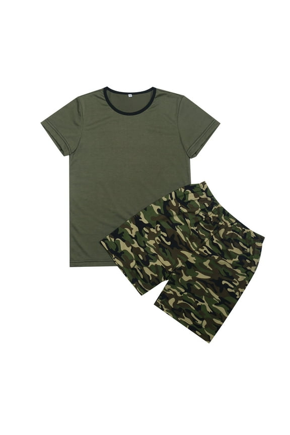 Kids Military Camouflage Tactical Training Uniform Set Summer Camp Outdoor Workout Clothes Performance Army Green