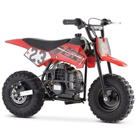 Kids Mini 50CC Gas Dirt Bike, 2 Stroke Ride on Bike with Off-Road Tire, Shocks, Pull Start, Oil Mixed Required, Support Up to 165lbs,Max Speed 20 MPH,Age 8+