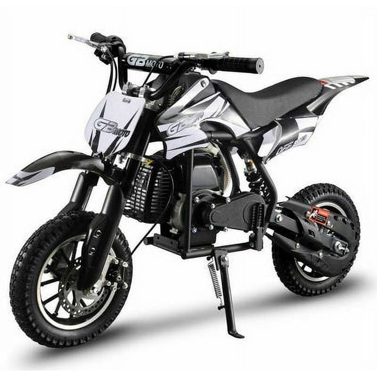 colem 50cc mini gas power dirt bikes Shulemin Kid Bike, 2-Stroke Gas Powered Kids Motorcycle with Off-Rode Tire Front Rear Disc Brakes Shock Absorption Pocket Motorbike Up to 35 Mph Max Load 330 LBS for Friendly Design Shulemin 50CC Kids Dirt Bike,