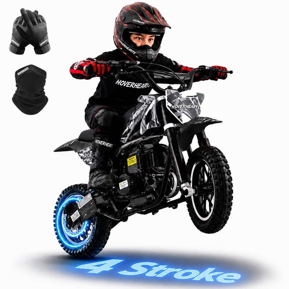 Kids Mini 39CC Gas Dirt Bike, 4 Stroke Ride on Bike with Off-Road Tire, Shocks, Pull Start,NO Oil Mixed Required, Support Up to 165lbs