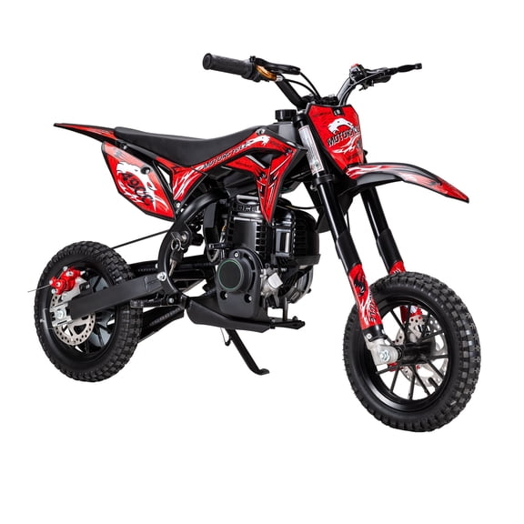 Kids Mini Dirt Bike, 40CC 4-Stroke Gas Powered Motorcycle with Off-Rode Tire, Shock Absorption, Front Rear Disc Brakes, Pocket Motorbike Up to 35KM/H Max Load 265LBS