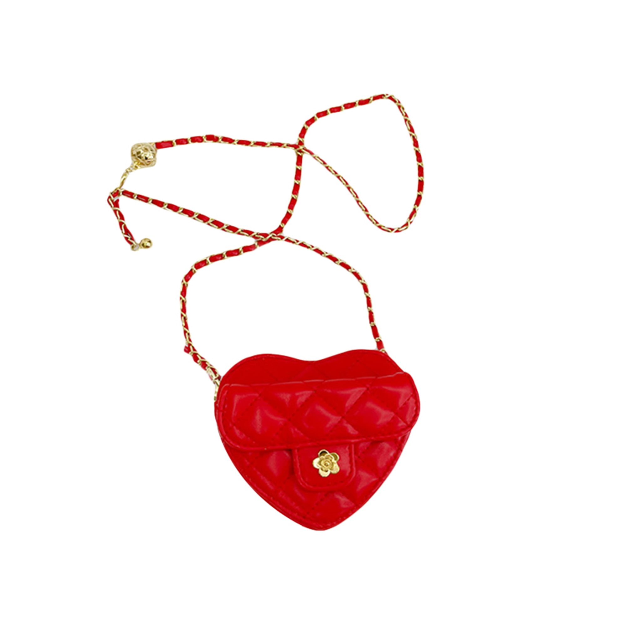 Kids Mini Heart Shaped Crossbody Bag Little Girls Chain Handbag PU