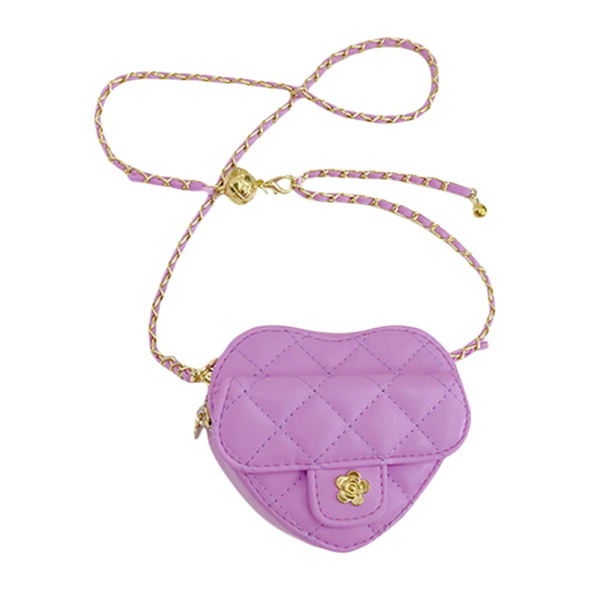 Kids Mini Heart Shaped Crossbody Bag Little Girls Chain Handbag PU