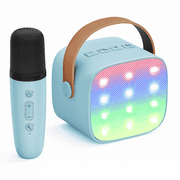 Bonaok Mini Karaoke Machine for Kids, Portable Speaker with Wireless Microphone for Singing, Gift for 4-12+ Years Old Girls, Blue