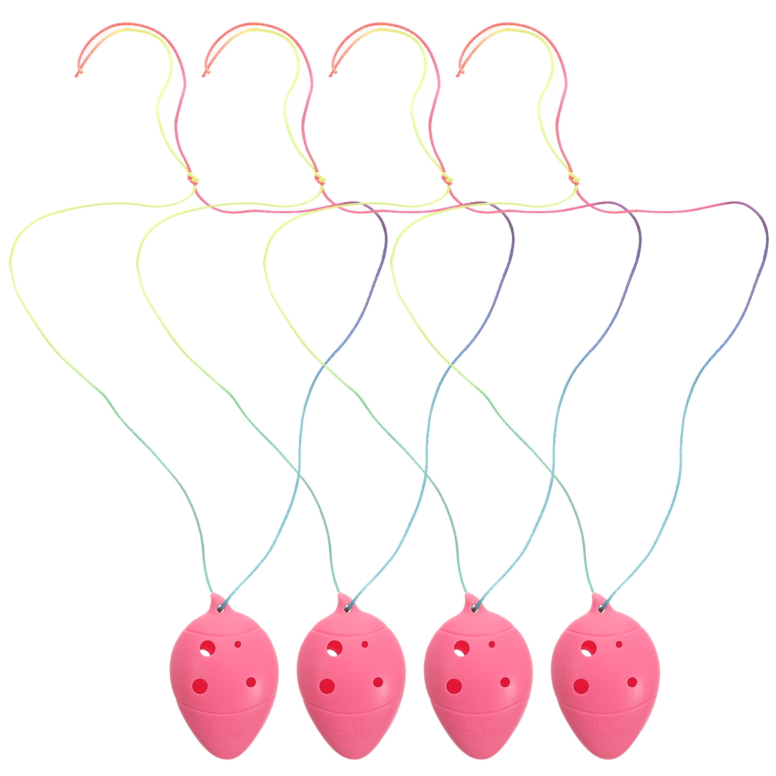 Kids Mini Ocarina 4 Pcs Children Basket Hampers Musicians 6 Hole Pendant Abs Pink