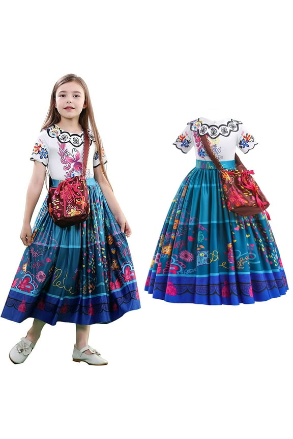 Kids Mirabel Costume Dress Girls Cosplay Outfit Princess Dress Up