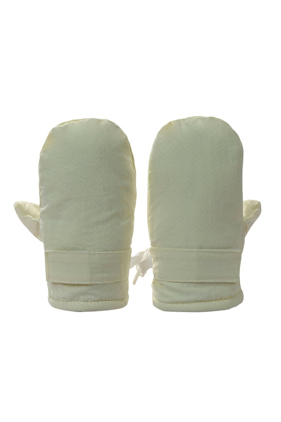 Kids Mittens Waterproof Winter Ski Warm Lined Long String Beige 1 Y-3 Y