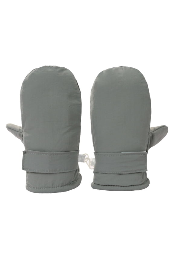 Kids Mittens Waterproof Winter Ski Warm Lined Long Cuff String Light Gray 3 Y-5 Y