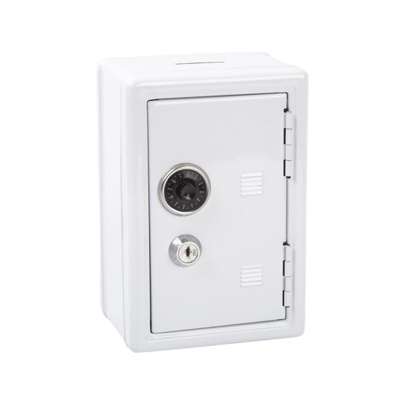 Kids Money Bank, Combination Safe, Lock Box for Money, Money Safe for Cash, Small Lock Box with Key, Saving, White, 8X5 in, 1 Pc