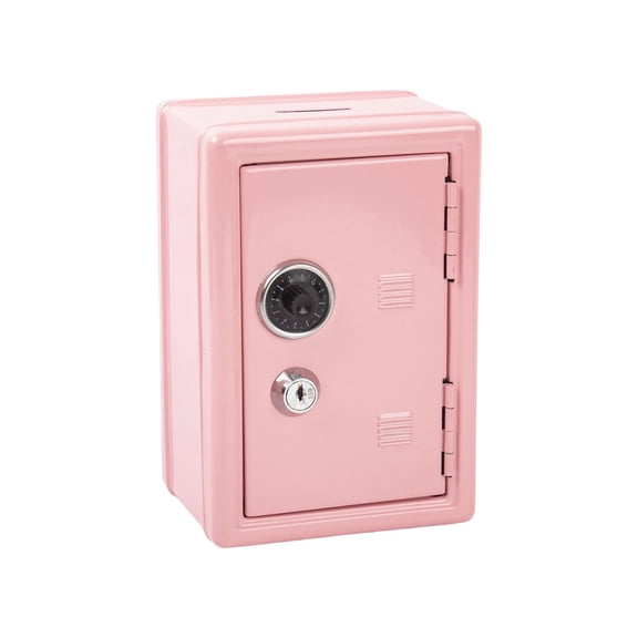 Kids Money Bank, Money Box for Cash, Combination Lock Box, Small Metal Construction, Light Pink, 8X5 in, 1 Pc