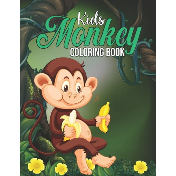 Kids Monkey Coloring Book: Rainforest Jungle Themed Coloring Book for Monkey Lovers - Stress (Paperback) by Pretty Books Publishing