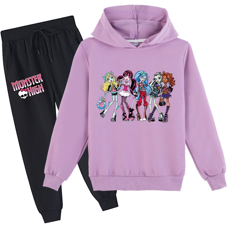 Kids Monster High Pullover Hoodie and Sweatpants Tops Hooded Sweatshirt ...