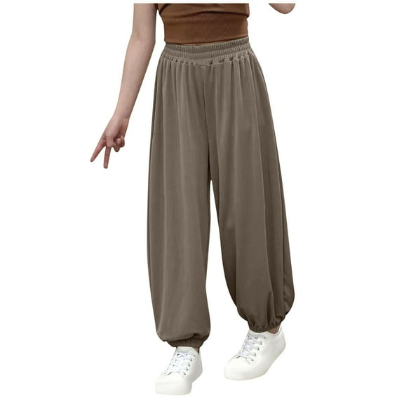 Kids Mosquito-Proof Harem Pants Girls Casual Baggy Sports Dancing Trouser Summer Loose Elastic Waist Pant 1-13Y