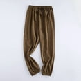 thumbnail image 1 of Kids' Mosquito-Repellent Pants, Cotton Linen Elastic Cuff Loose Fit Lounge and Sleep Pants for Boys and Girls, Breathable and Comfortable for Home Wear, Outdoor Protection, Relaxed Activities Coffee, 1 of 4