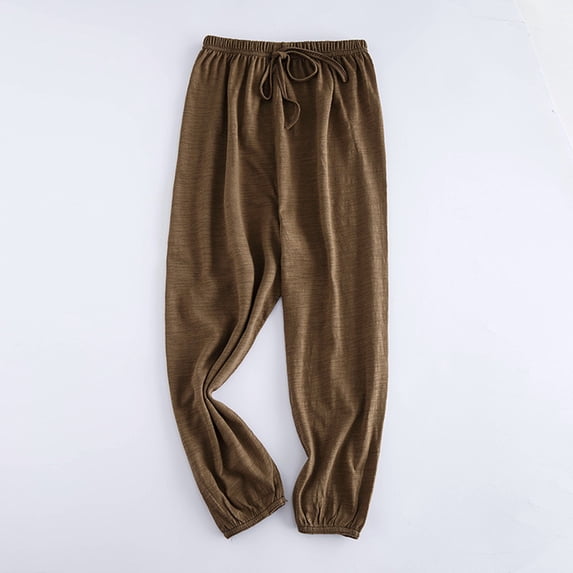 Kids' Mosquito-Repellent Pants, Cotton Linen Elastic Cuff Loose Fit Lounge and Sleep Pants for Boys and Girls, Breathable and Comfortable for Home Wear, Outdoor Protection, Relaxed Activities Coffee