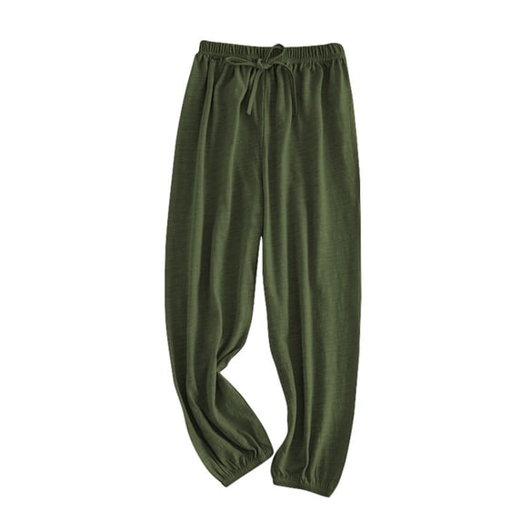 Kids' Mosquito-Repellent Pants, Cotton Linen Elastic Cuff Loose Fit Lounge and Sleep Pants for Boys and Girls, Breathable and Comfortable for Home Wear, Outdoor Protection, Relaxed Activities - JN