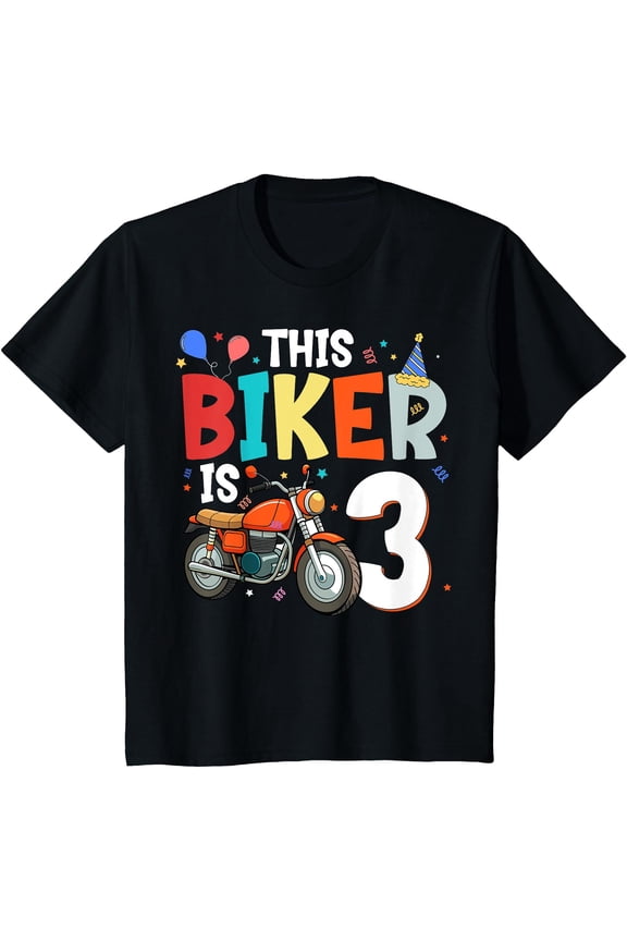 Kids Motorcycle 3rd Birthday 3 Third Three Yr Old Biker Boys Kids T-Shirt, Unisex T-Shirt