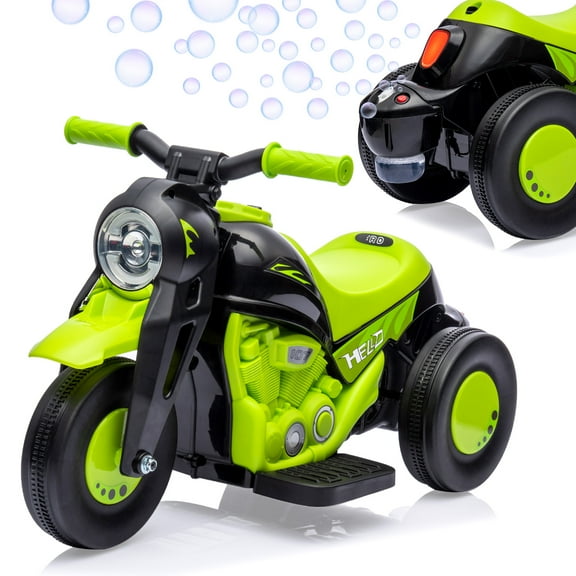 Kids Motorcycle, 6V Battery Powered Ride on Motorcycle with Bubble Maker, Music, LED Headlight, Forward & Backward, 3 Wheels Electric Motorcycle for Kids, Gift for Boys & Girls