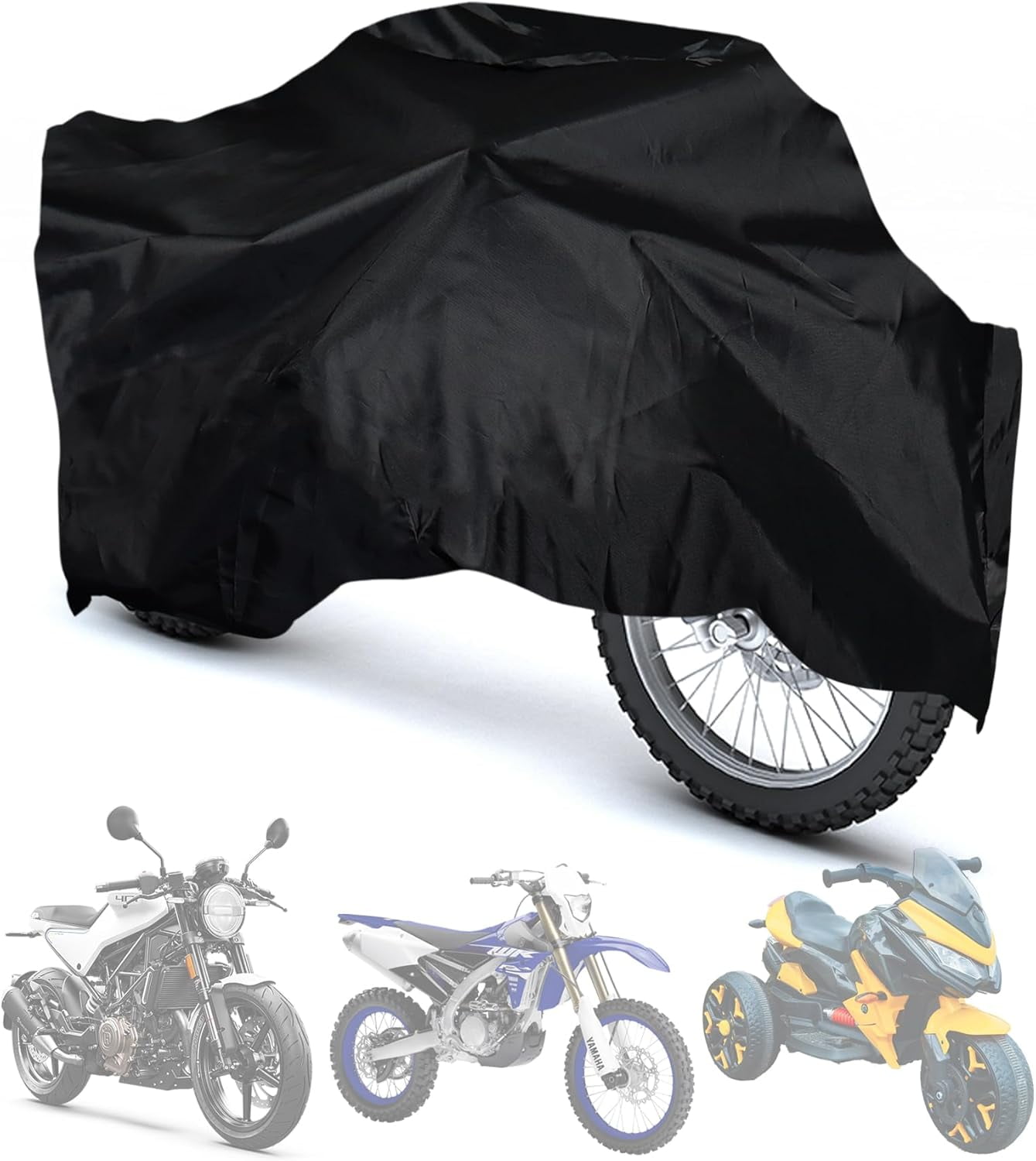 Kids Motorcycle Cover, Waterproof Oxford Kids Toy Motorcycle Cover with Adjustable Drawstring, All Weather Protection Universal for Children's Electric Motorcycle Bike(Black)