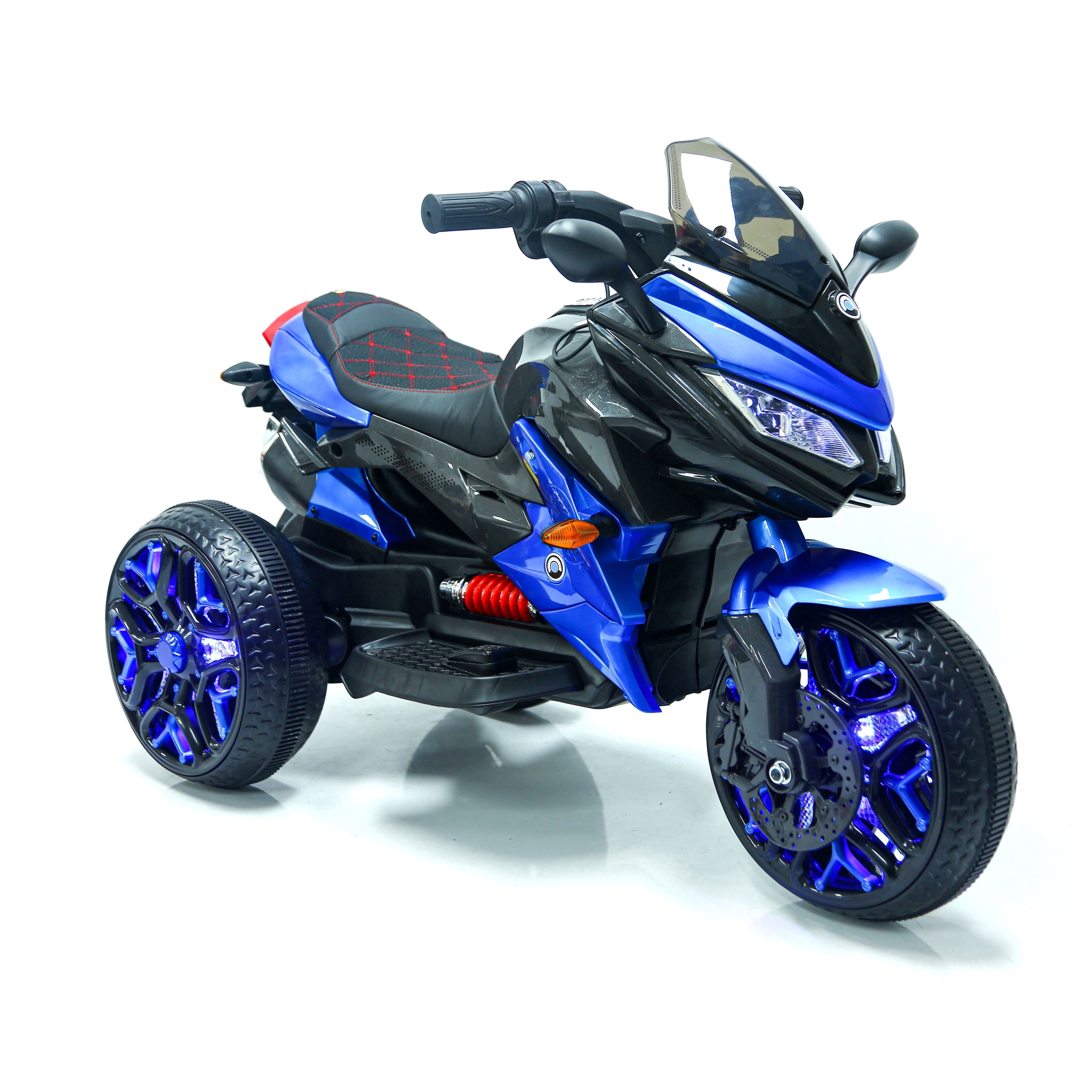 TAMCO Motorcycle 12V Battery Powered Ride-On Toy with LED Lights, Music, for Kids 3-6 Years, Blue, 1-Pack