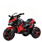 12V Kids Ride On Motorcycle Electric Battery Powered 3-Wheel Motorcycle for Kids, twist-grip throttle, Music & Wireless Connection, Luminous Wheels, PU Seat,Special spider web color, 66LB Capacity