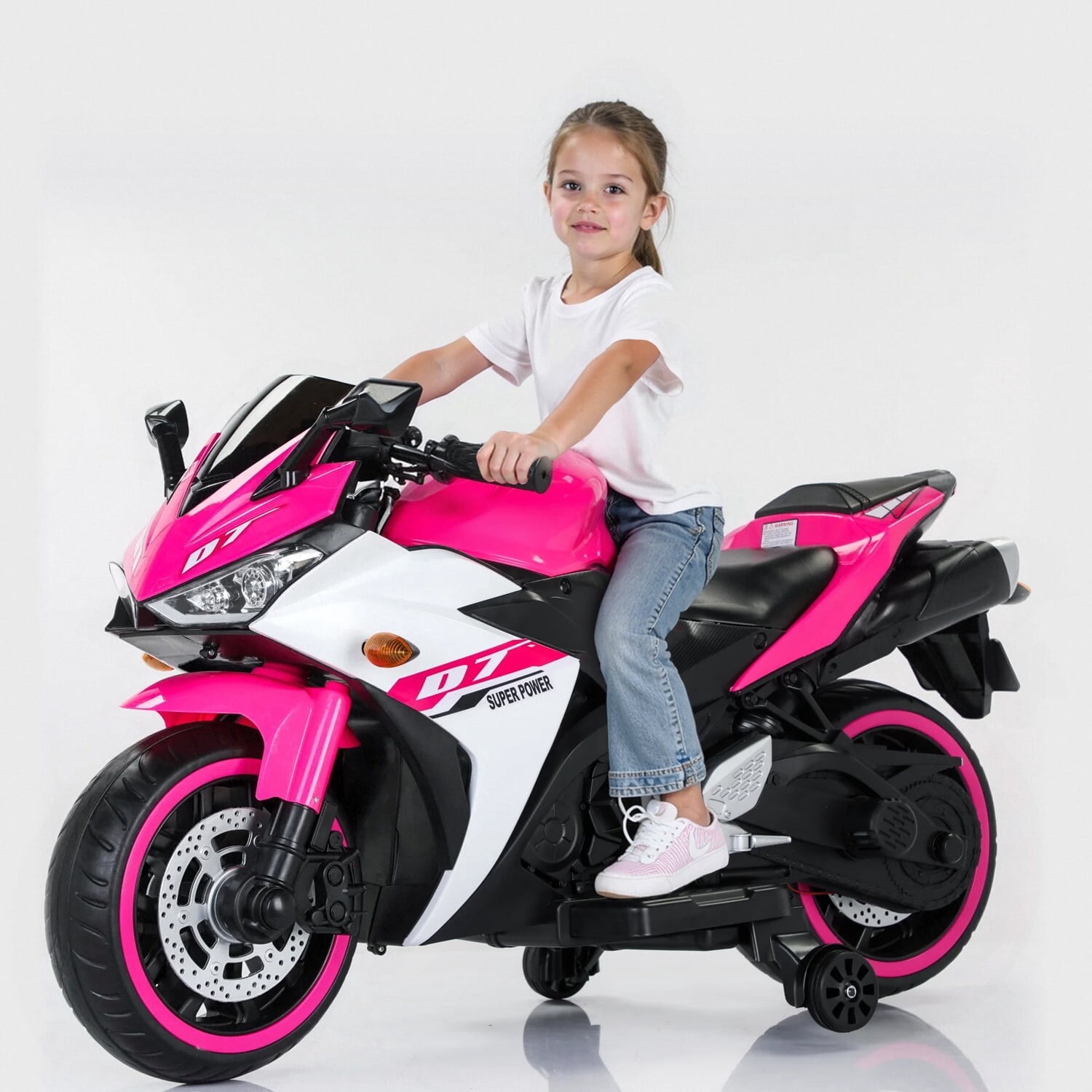 Kids Motorcycle Ride On Toy, Two Seats Battery Powered Ride On Bike, Electric Motorcycle for Kids Ages 3-8 Years, 4Mph Max, Christmas Toy Gifts,Pink