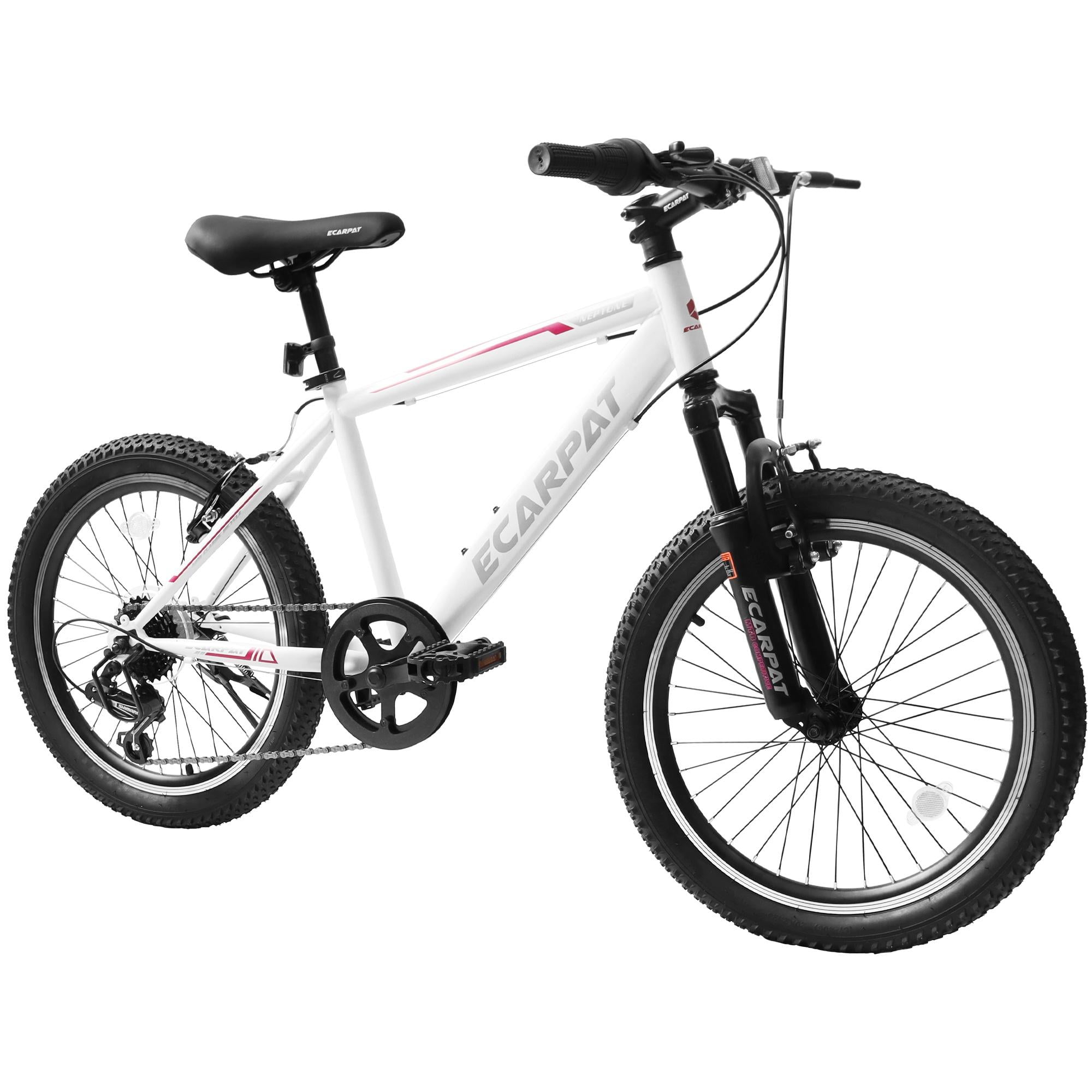 Kids Mountain Bike 20 inch for Boys and Girls Shimano 7 Speed Mountain Bicycle with 2.1in All Terrain Tires, Front Suspension, Dual Handbrakes, 86% Assembled, White