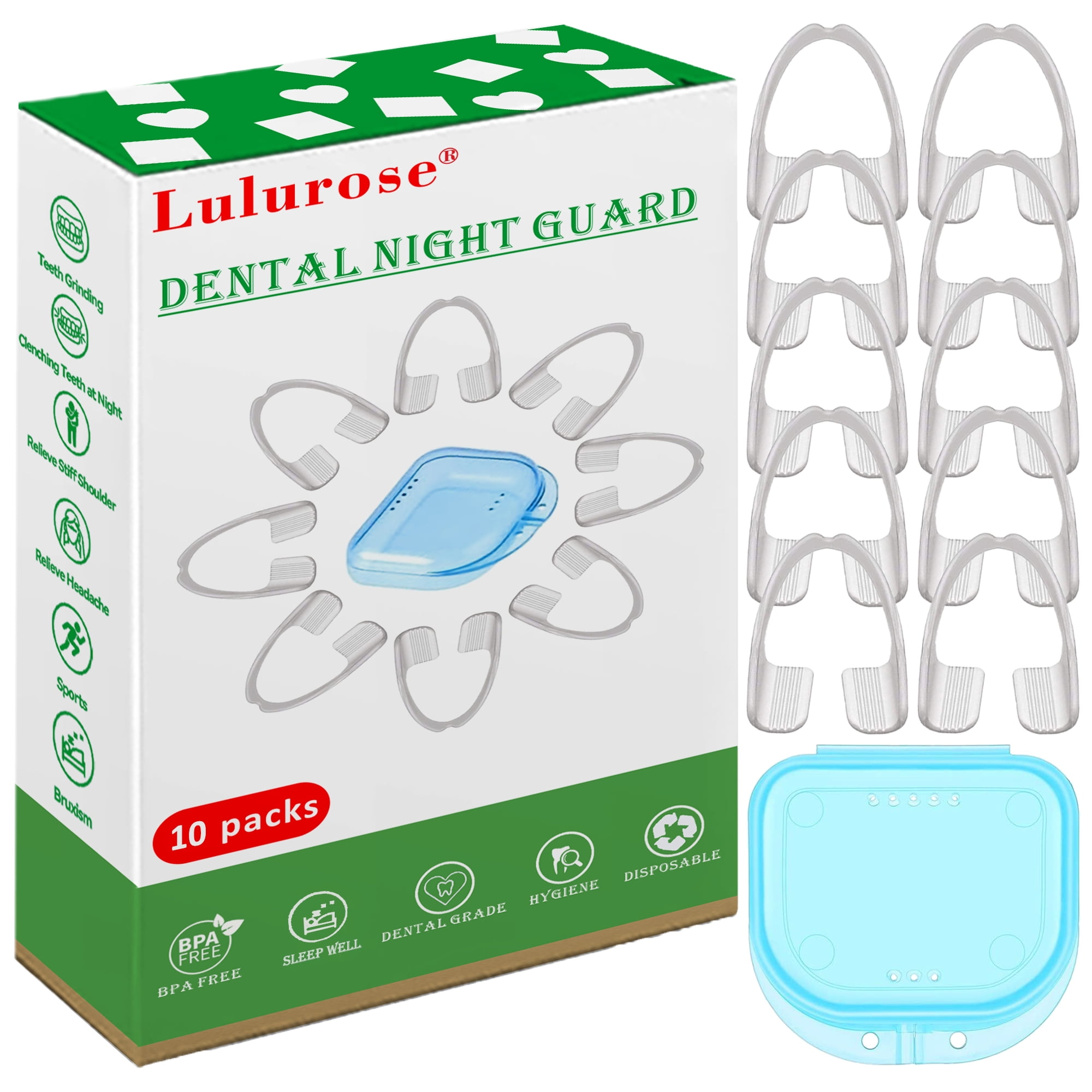 Mouth Guard for Grinding Teeth with Hygiene Case BPA Free, Disposable & Ready to Use No Need to Boil/Mold 10 Count