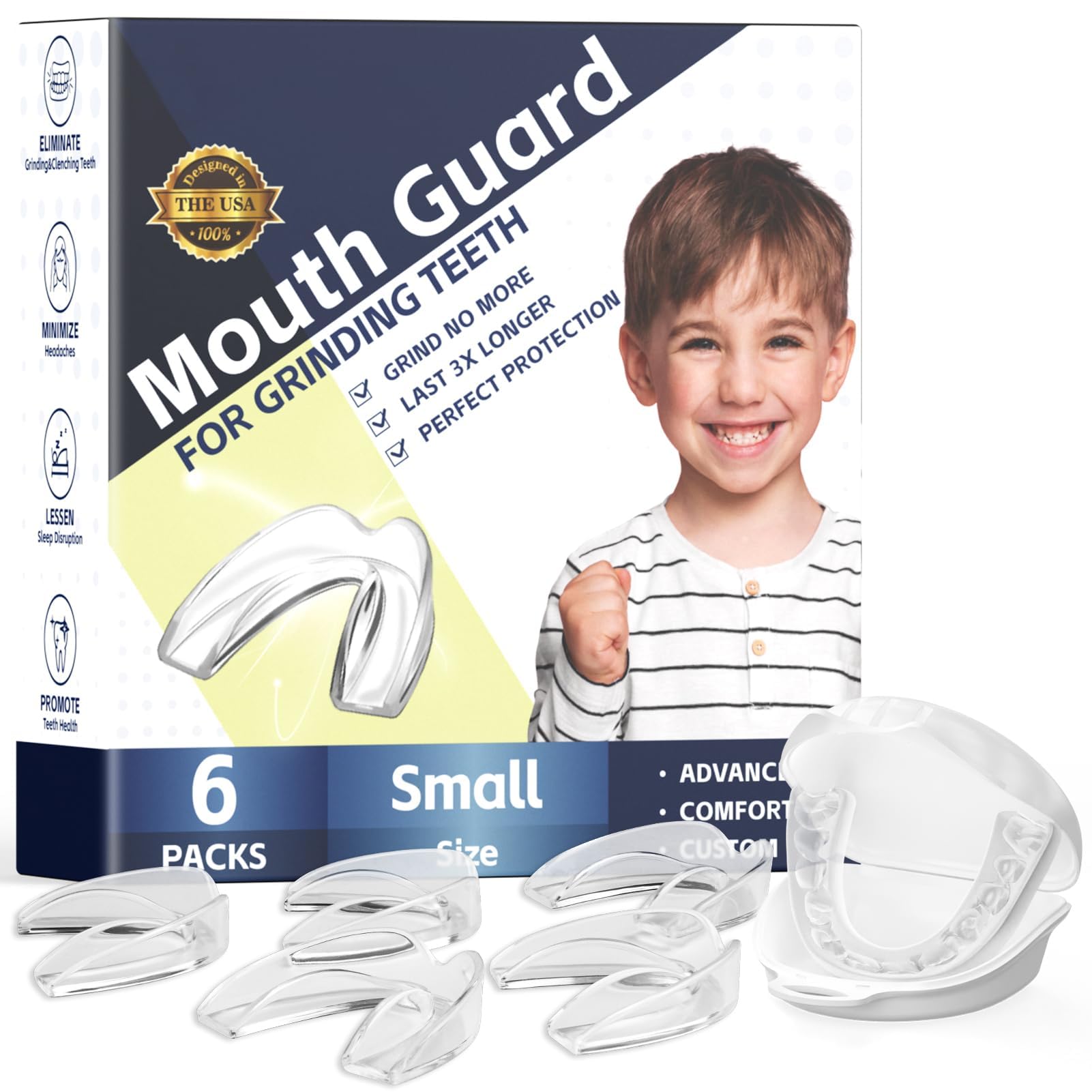 Kids Mouth Guards, Pack of 6, Comfortable Custom Dental Guards for