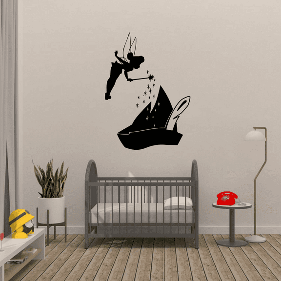 Kids Movie Peter Pan Character Tinker Bell's Pixie Dust Kids Vinyl Wall Art Wall Sticker Wall Decal Decoration For Home Room Wall Boys Girls Room Playroom Wall Décor Décor Design Size (20x14 inch)