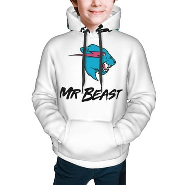 Kids Mr-Beast Hooded Sweatshirt 3D Pullover Hoodie for Boys with Pocket for 6-18 Years,S