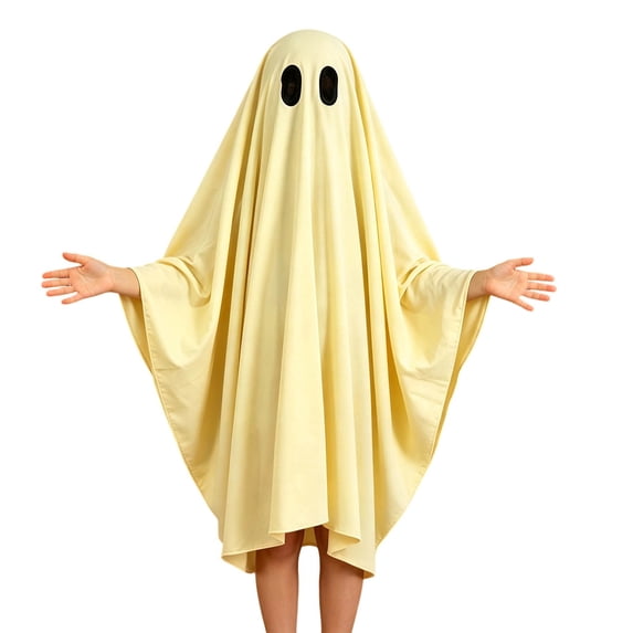 K-i-ds Multicolor Ghost Cloak, Lightweight Flowy Ghost Cape With Eye Cutouts Halloween Party Outfit